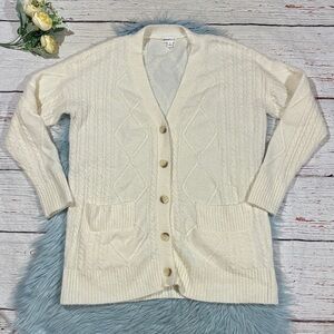 Minnie Rose Cream Button-Up Wool Blend Cardigan